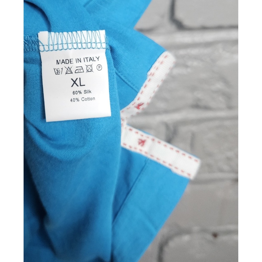 Isaia Napoli Blue Silk Cotton Polo Shirt Size XL Made In Italy - Picture 3 of 7